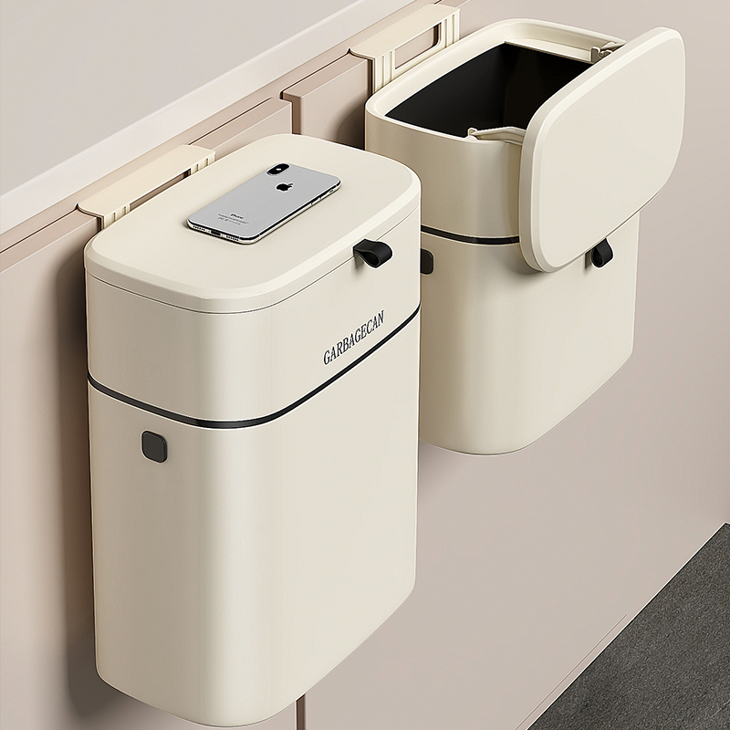 优勤厨房垃圾桶带盖家用2023新款壁挂卫生间厕所厨余挂式收纳筒