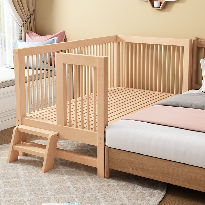 定制榉木儿童拼接床带护栏单人宝宝婴儿小床男孩女孩定制加宽大床