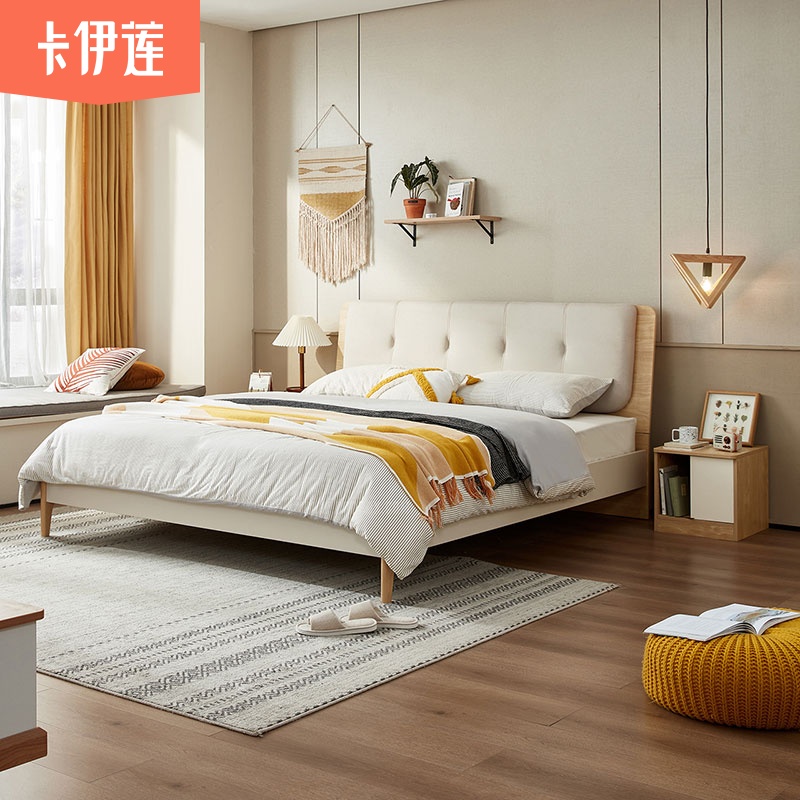 卡伊莲现代简约北欧实木板式床双人小户型收纳箱体床新款家居CB1A