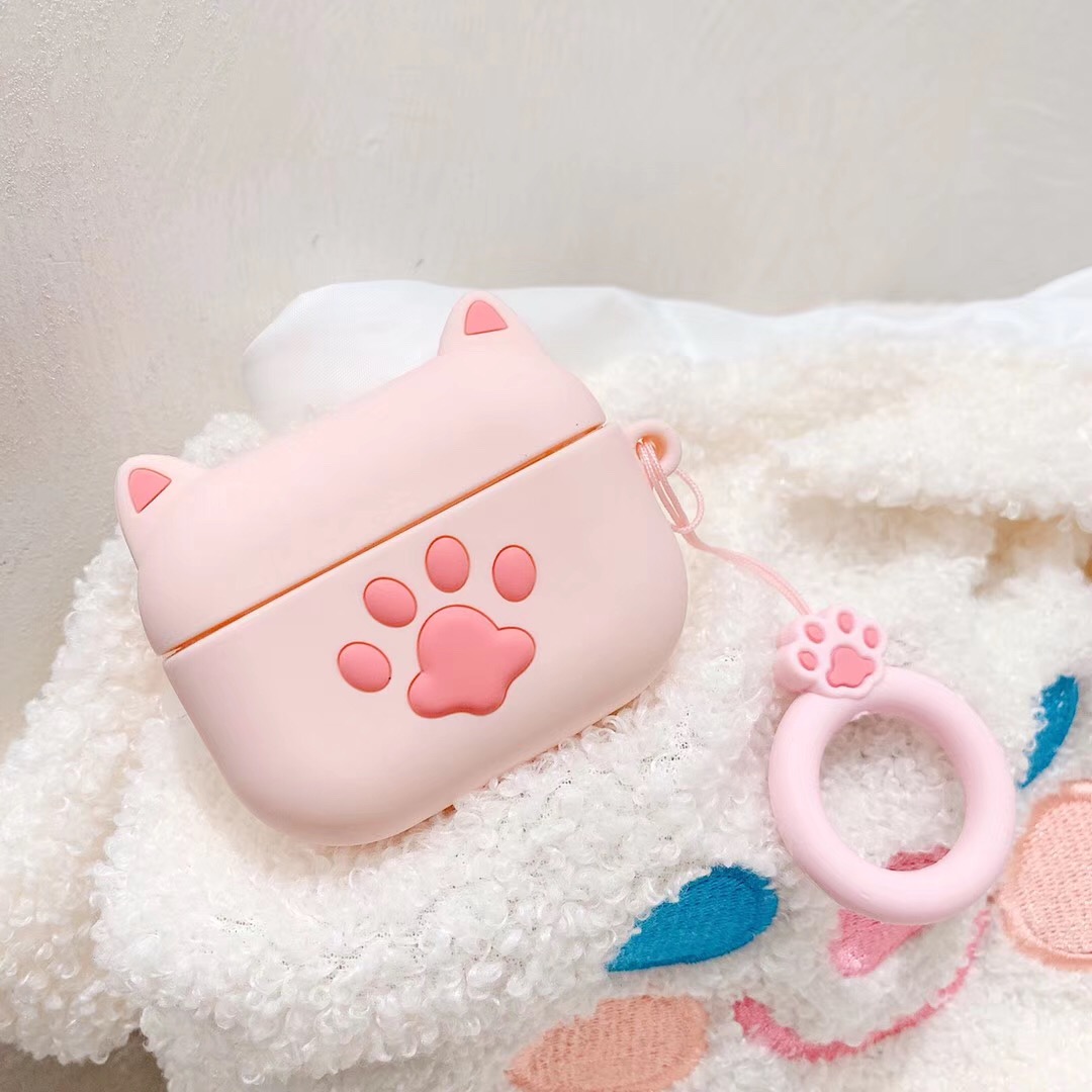 粉色猫爪适用于AirPods3保护套硅胶软壳苹果2代pro耳机套可爱萌女Airpods Pro 2耳机套蓝牙耳机套