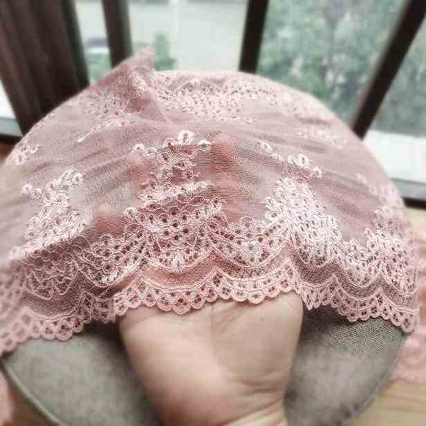 22厘米藕粉橡皮粉色宽弹力刺绣蕾丝花边辅料服装裙子装饰7.5元