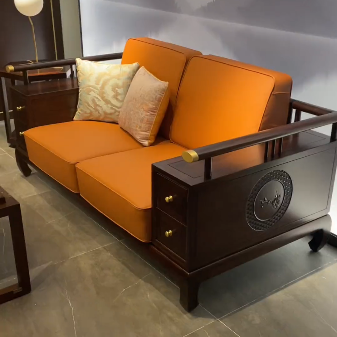 新中式实木沙发组合现代简约客厅禅意中国风大户型别墅乌金木家具