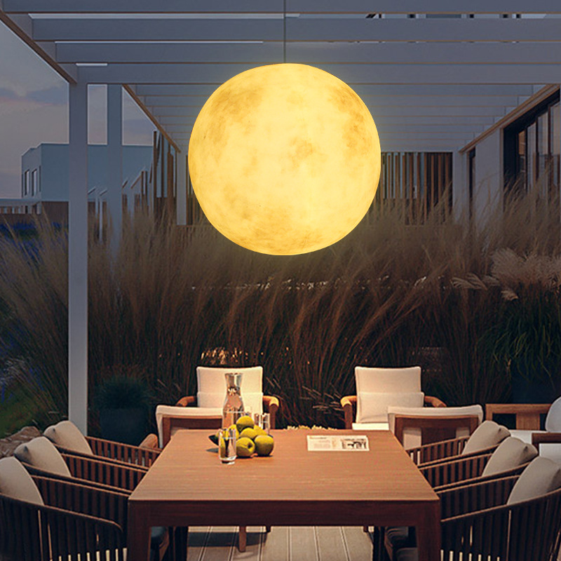 d月球月亮灯现代简约北欧创意餐厅LED户外防水公园庭院民宿吊灯