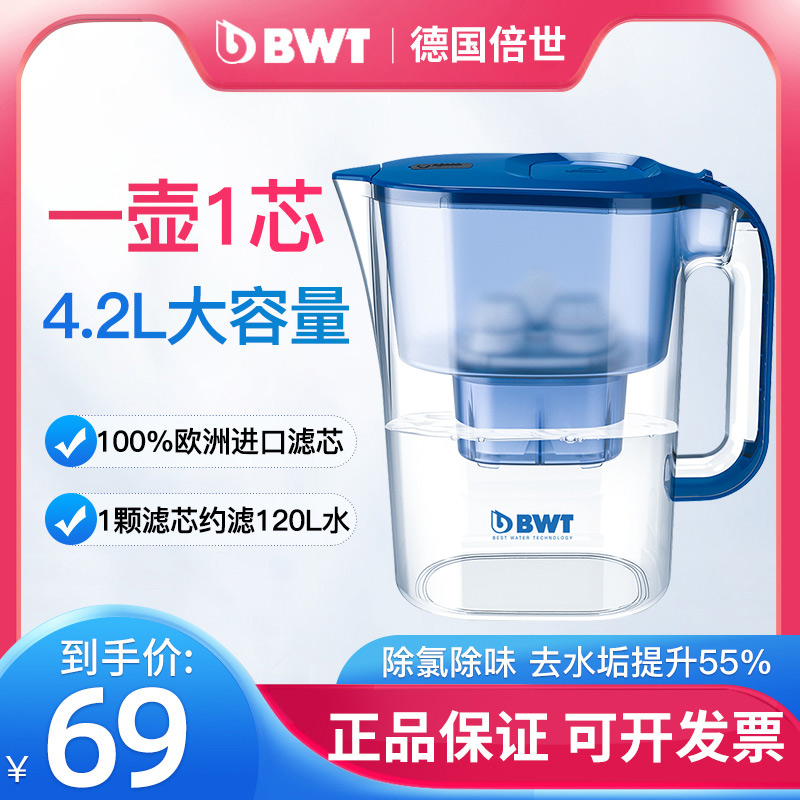 倍世BWT净水壶进口滤芯净水器便携过滤水壶自来水直饮家用大容量