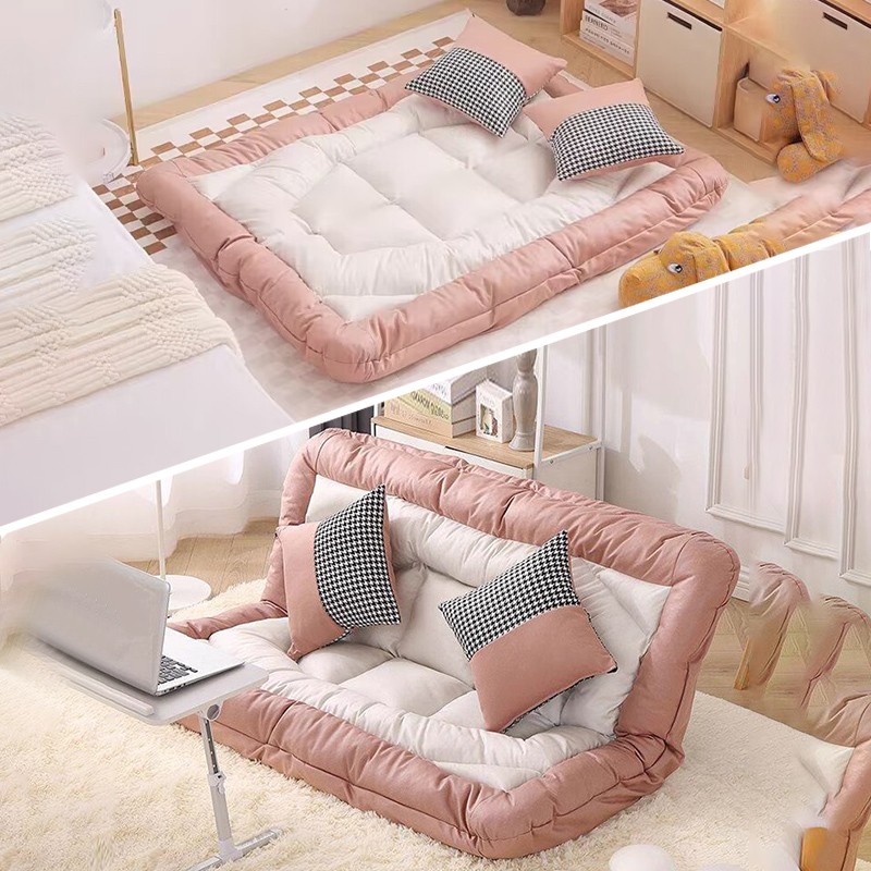 奶油风沙发床懒人可躺可睡可折叠两用多功能小户型可调节靠背沙发
