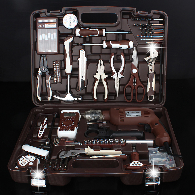 正品AK 五金工具箱套装 家装维修电工组套 多功能家用手动组合 带