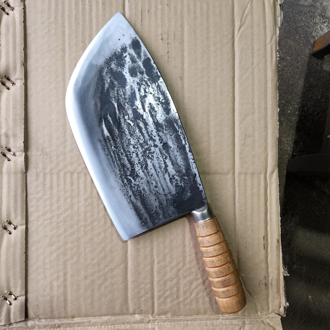 雷氏锻打 弹簧钢纯手工锻打卖肉专用商用砍骨刀重量约2.5斤左右