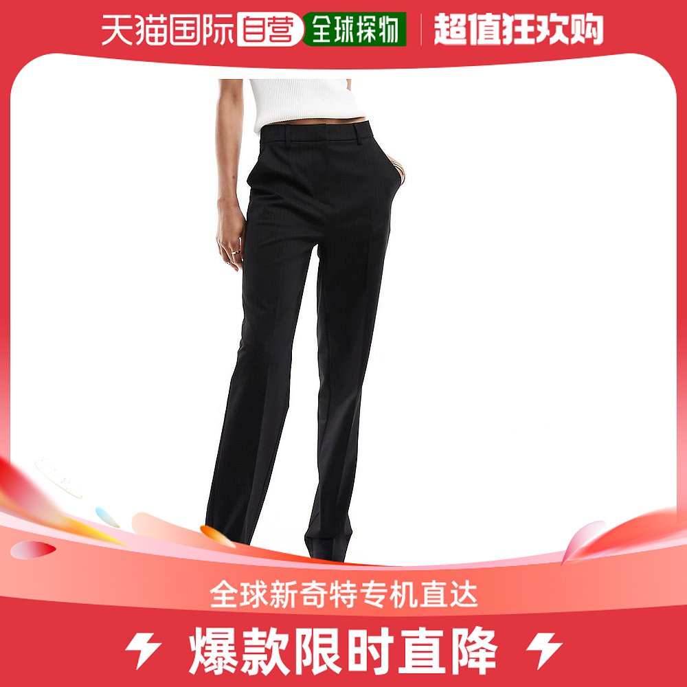 香港直邮潮奢 ASOS 女士设计长筒铅笔细条纹裤子