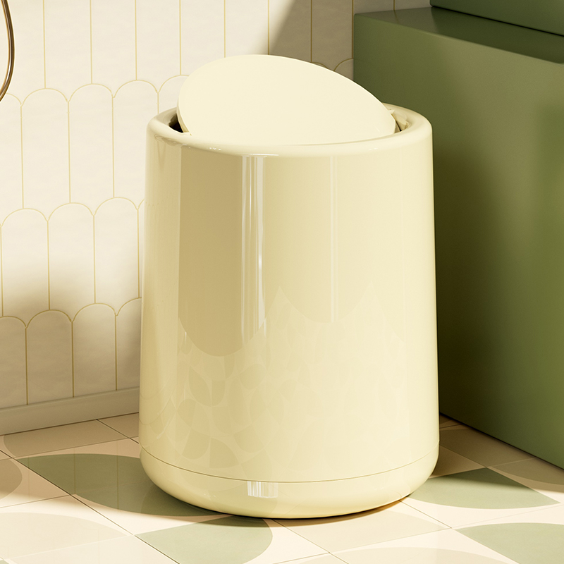 奶油风垃圾桶家用2024新款大容量带盖客厅高颜值可爱卧室厕所纸篓