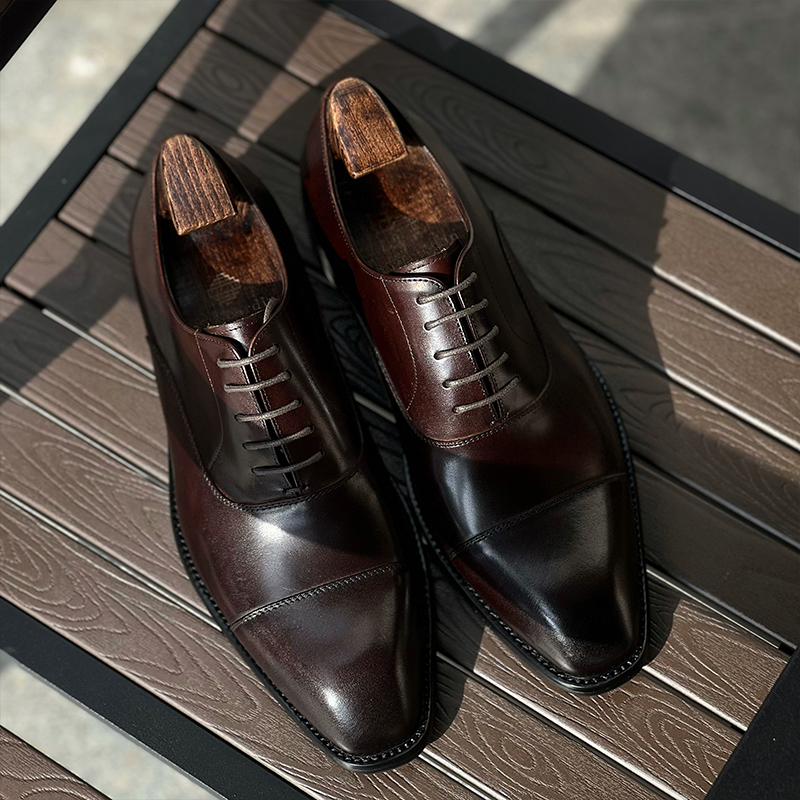 Swiscardin男士欧式商务高端办公室皮鞋纯手工制作三接头牛津鞋