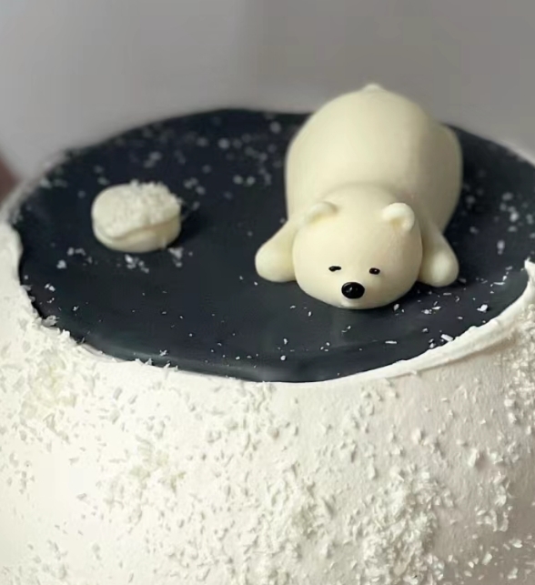 慕斯蛋糕可爱北极熊趴趴熊硅胶模具 翻糖巧克力蛋糕摆件烘焙模型