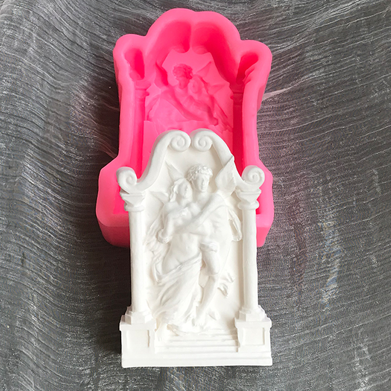 新款拱门天使爱情使者香薰蜡烛硅胶模具DIY石膏滴胶装饰摆件磨具