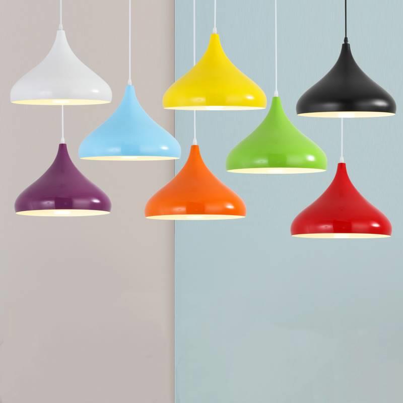 现代简约北欧吊灯工业风单头创意个性餐厅理发店饭店商用彩色灯罩