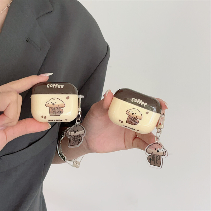 新棕色咖啡杯小狗AirpodsPro2耳机壳适用苹果1/2/3代无线蓝牙保护套