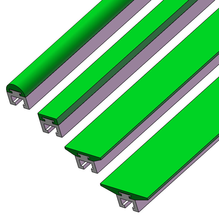 绿色加宽小铝轨护栏20/30/38/50MM耐磨圆帽小C护栏铝型材输送配件