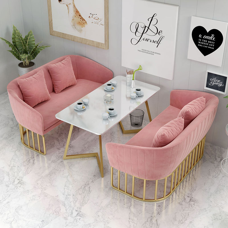推荐奶茶店桌椅组合餐厅商务沙发洽谈卡座沙发休息区双人咖啡厅小