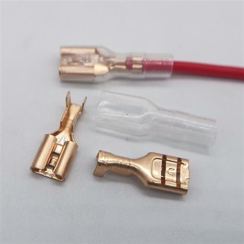 6.3插簧磷铜 冷压接线端子6.3*0.8母插簧 车连接器接插件母插头