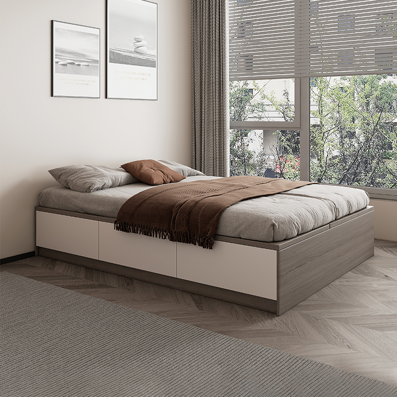 无床头床现代简约小房间省空间设计带抽屉式塔塔米收纳储物箱体床