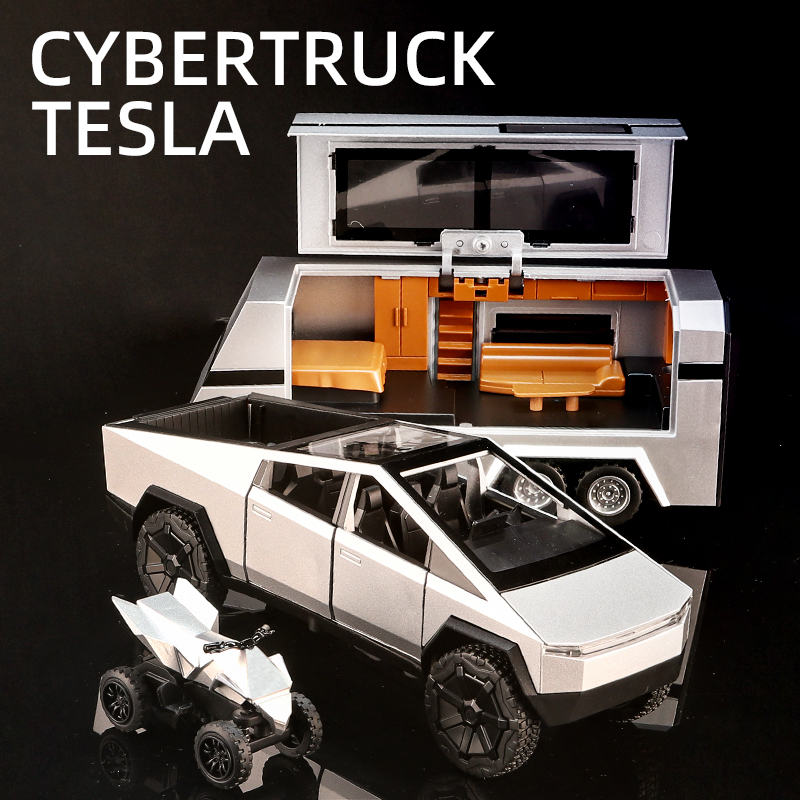 特斯拉cybertruck车模合金儿童玩具房车汽车模型仿真皮卡收藏男孩