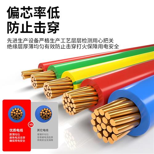 珠江BVR电线软线1.5/2.5/4/6平方纯铜芯家装多股芯软电缆线铜芯线
