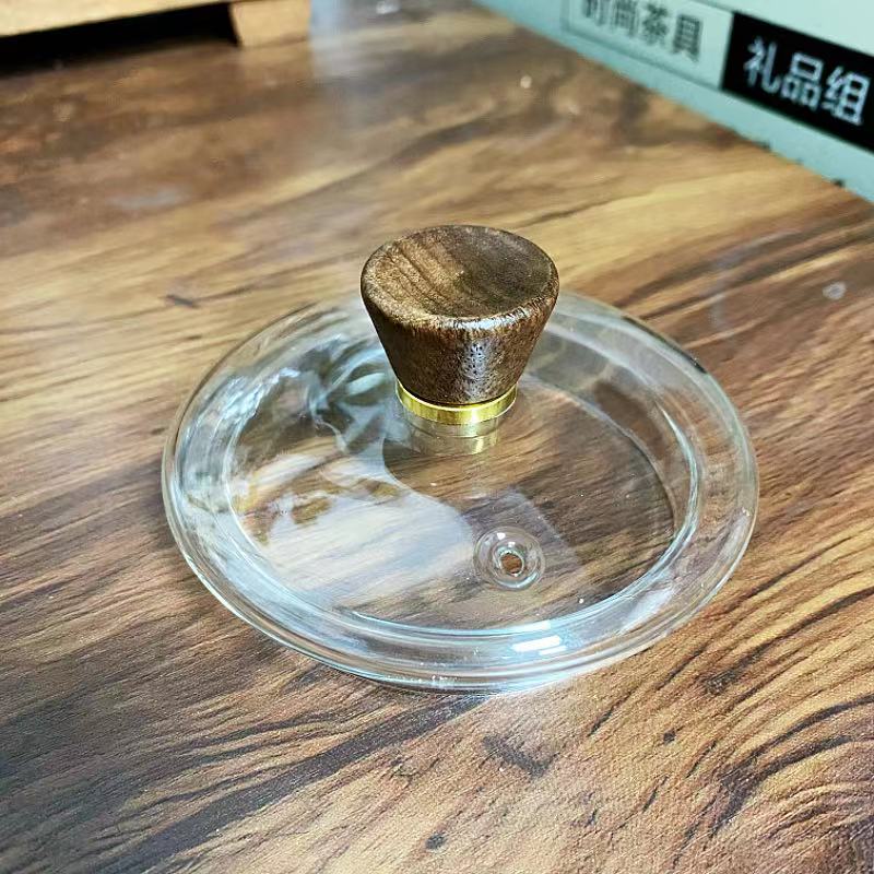 大号耐热玻璃茶壶盖防尘杯盖茶道零配件高硼硅无色透明