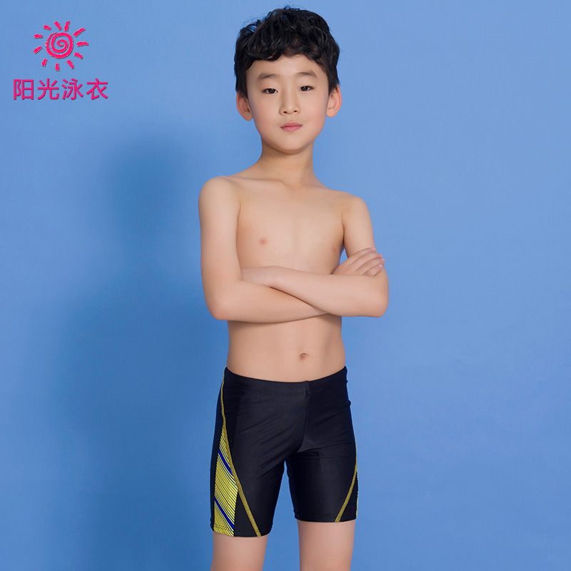 儿童泳衣男童平角中长款游泳短裤帅气时尚新款韩版男孩中大童泳裤