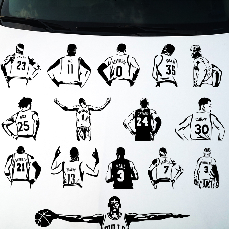 nba科比麦迪詹姆斯加内特 篮球汽车改装个性后窗油箱盖人物车贴纸