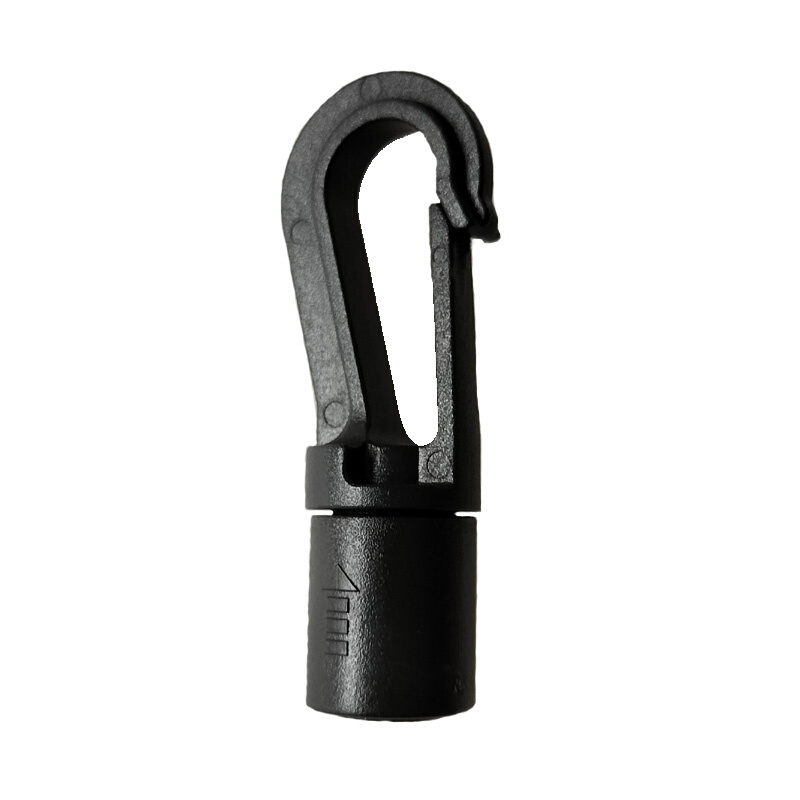 橡塑材料及制品户外装备配件黑色弹力绳捆绑带用POM钩8毫米孔挂钩