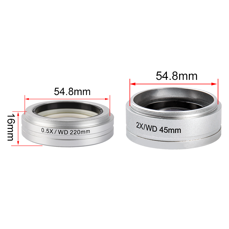 包邮 0.5X/2X立体显微镜辅助物镜54.8mm安装接口45-220mm工作距离
