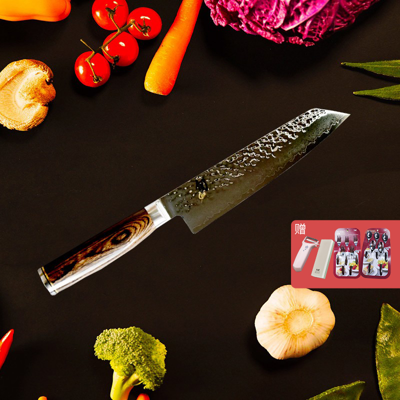 日本贝印进口  旬刀大马士革捶纹刀厨师刀家用鱼刀