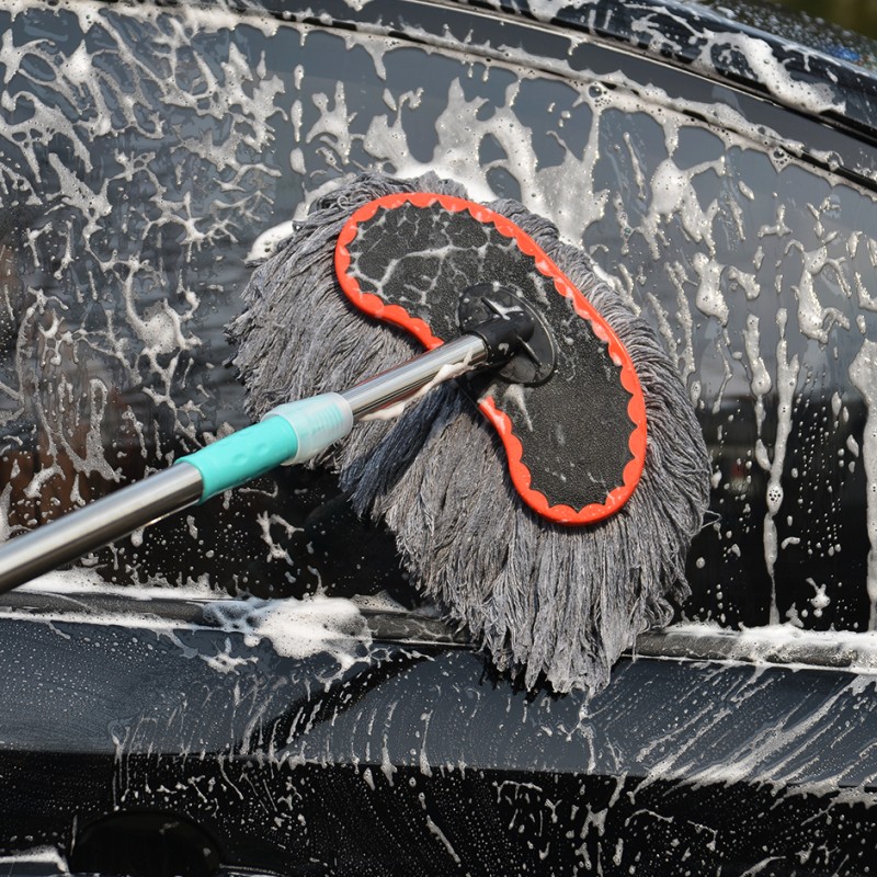 洗车刷子汽车用品长柄伸缩棉线软毛洗车工具洗车拖把擦车拖把蜡拖