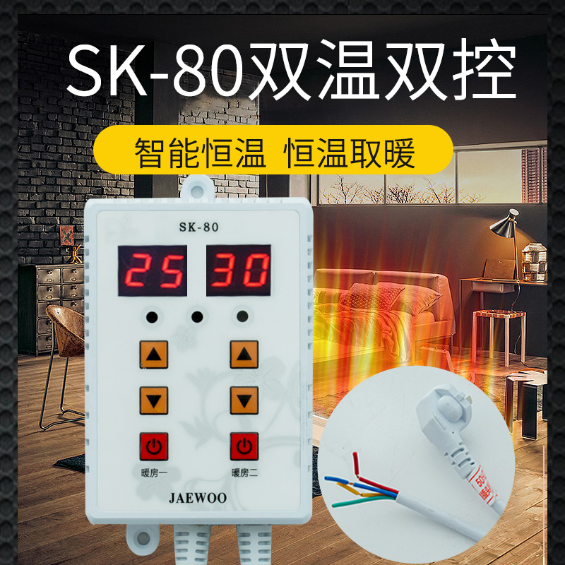 温控器韩国进口智能双温控电热板静音时控开关电地暖电暖炕控制器