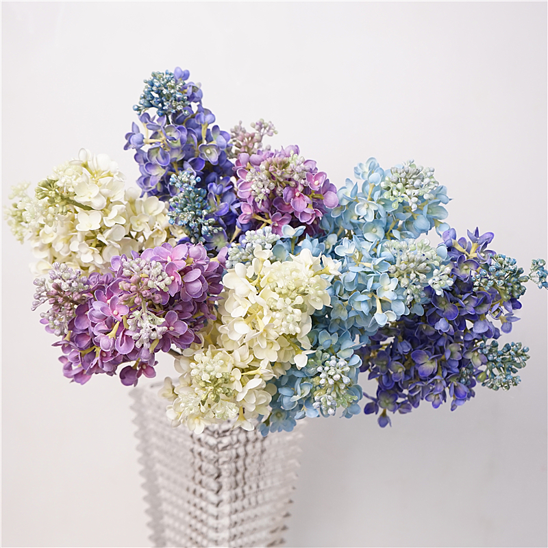 高品质仿真花手感紫丁香话法式浪漫紫蓝色花材家居客厅餐桌软装饰