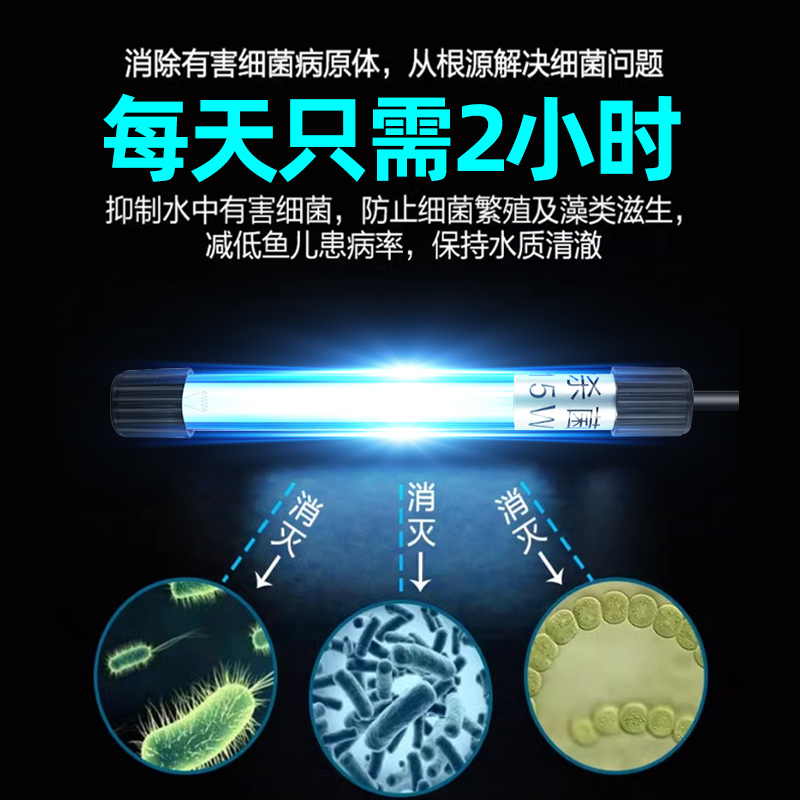 亚峰鱼缸灯UV鱼池杀菌灯鱼缸专用潜水灭菌灯紫外线消毒灯管道式器