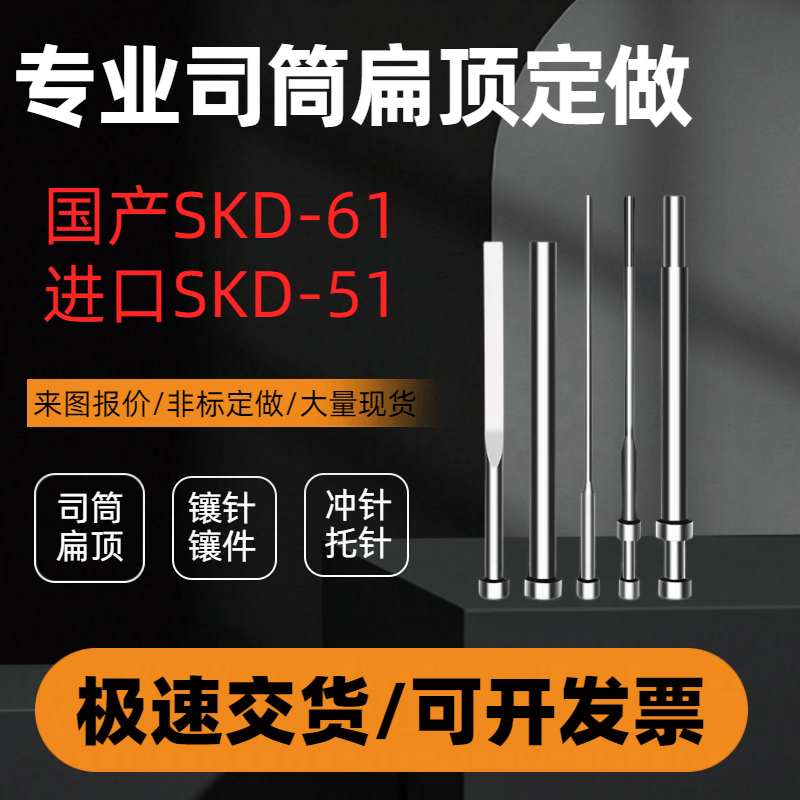 塑胶冲压模具SKD-61/51耐热氮化扁顶针司筒冲针异性镶件非标定做