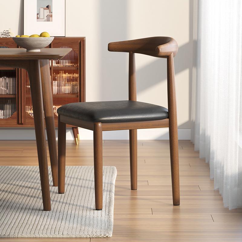 餐椅家用北欧卧室靠背凳子小户型简约一体轻奢仿实木牛角椅子商用