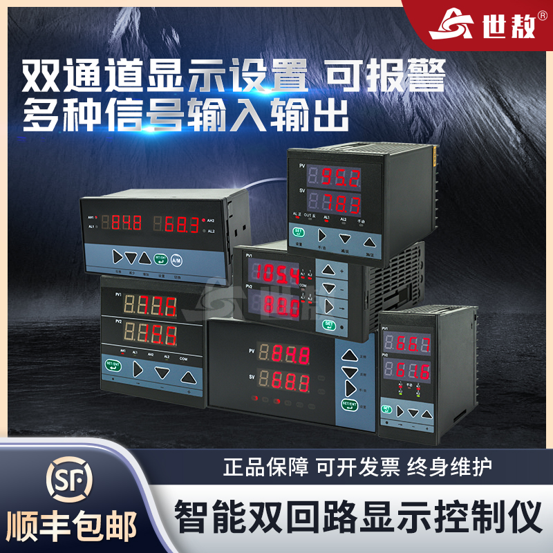 智能双回路显示控制仪表可调温控器变送表温度报警2通道测控仪
