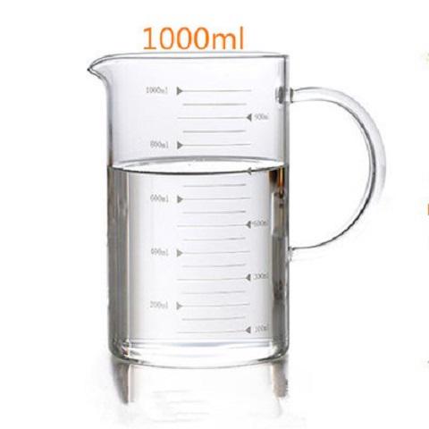 家用烘焙带刻度的标准500毫升带盖玻璃有计量杯牛奶量水杯1000ml