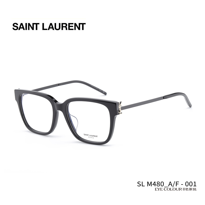SAINT LAURENT圣罗兰YSL眼镜框黑色女士优雅板材方形光学镜架M48O