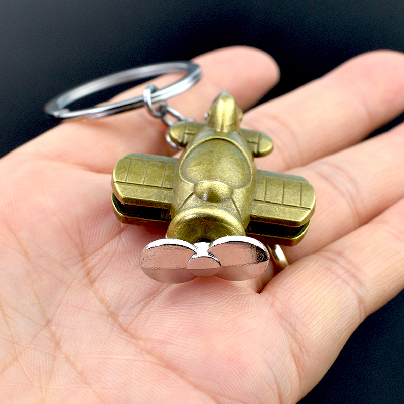 创意礼品立体螺旋桨飞机模型金属钥匙扣汽车腰挂钥匙圈链挂件配饰