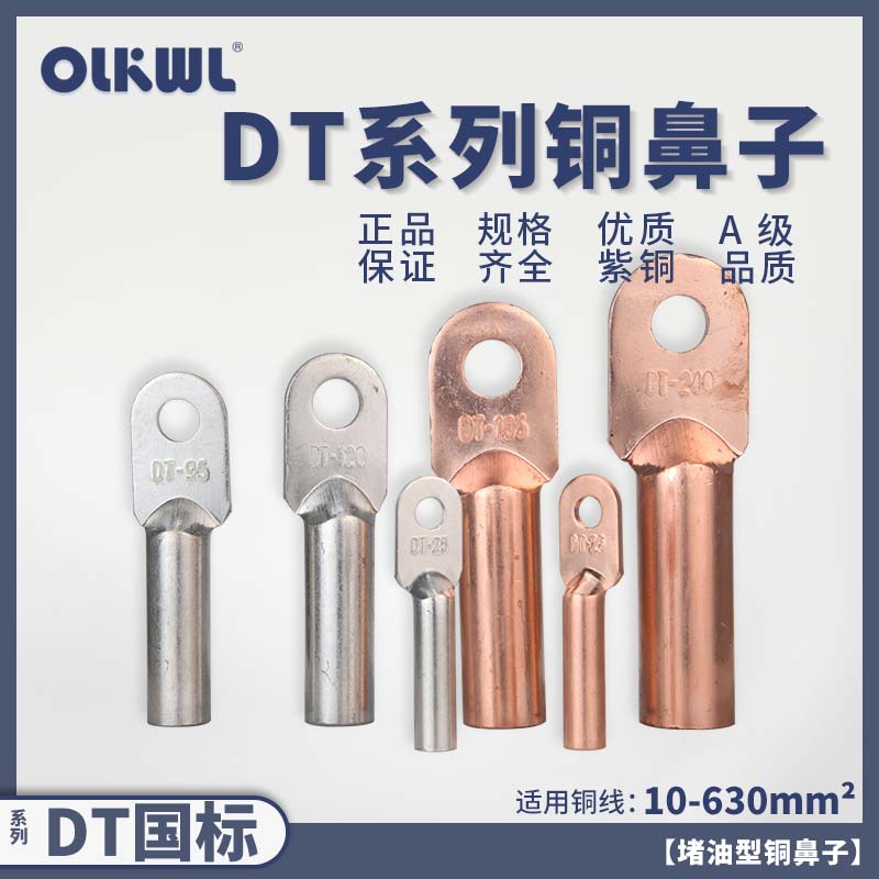 DT铜鼻子国标加厚电缆铜接头4到630平方紫铜镀锡线耳电线铜线鼻子
