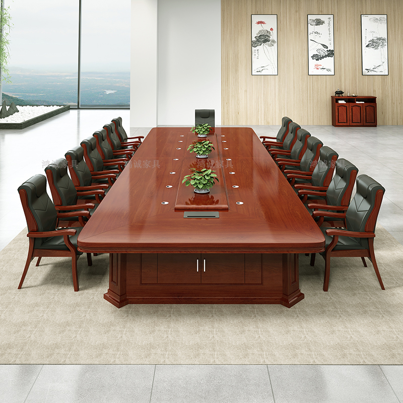 推荐上海办公家具烤漆实木会议桌椅组合条形长桌开会培训桌油漆办