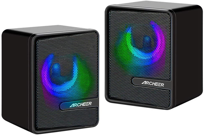 老美ARCHEER笔记本电脑平板小型音箱RGB灯效USB供电有线音响对箱