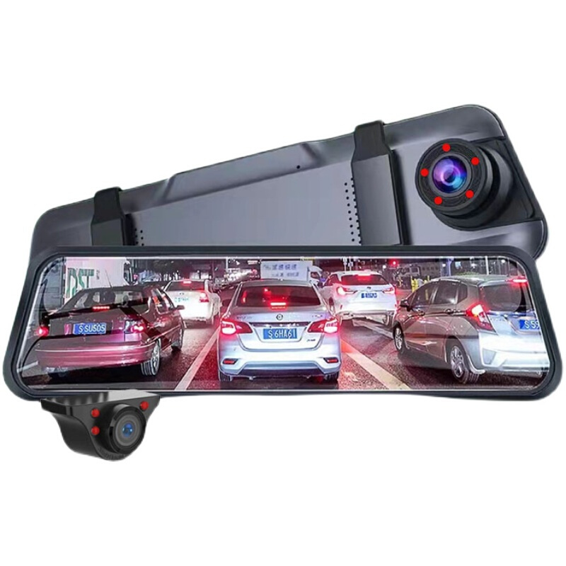 新款行车记录仪双镜头高清红外夜视停车监控流媒体后视镜倒车影像