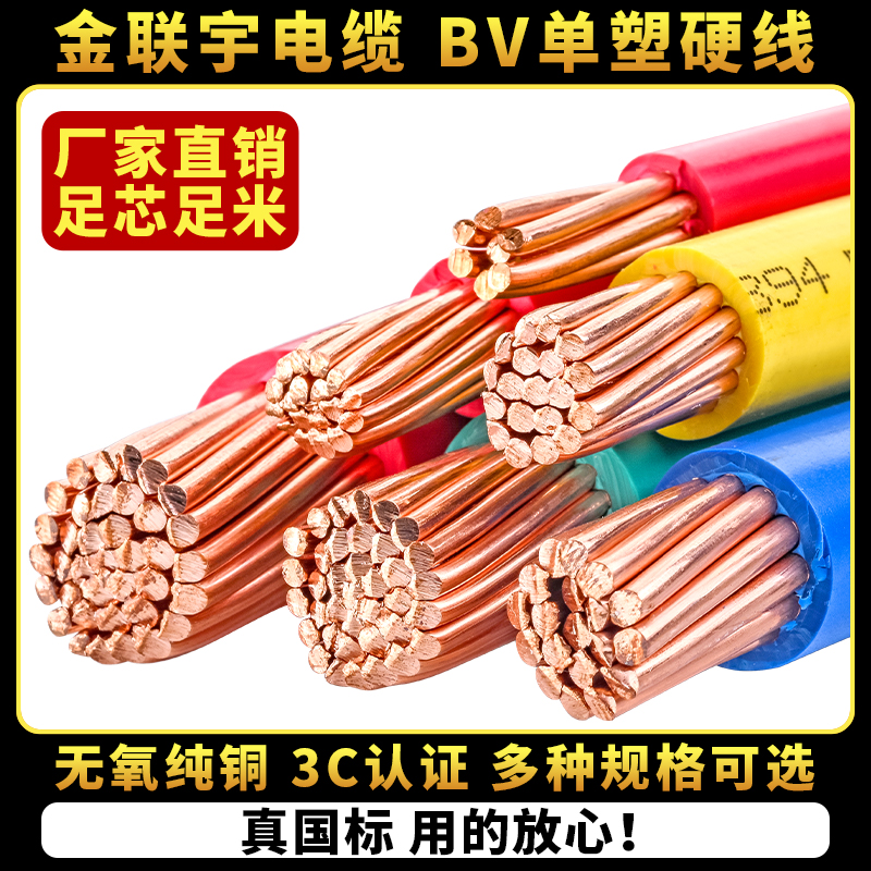 电缆国标BV10/16/25/35/50/70平方铜线双塑铜芯阻燃电线散