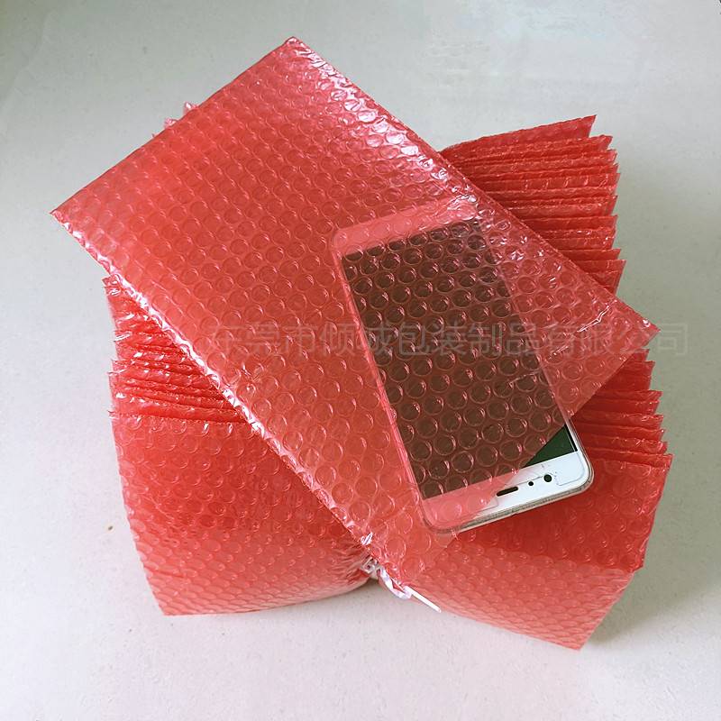 电子产品防震包装袋中尺寸20*25CM红色双层防静电气泡袋气泡袋