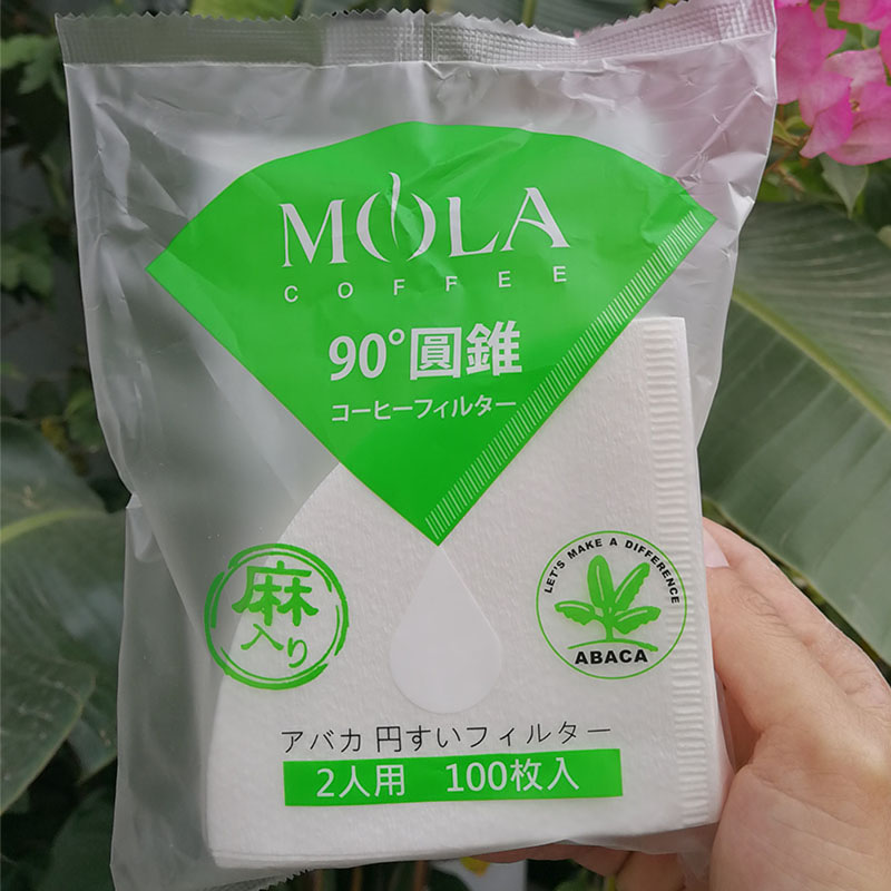 Mola日本原装V60麻纤维100片袋装手冲咖啡过滤器杯滴漏式咖啡滤纸