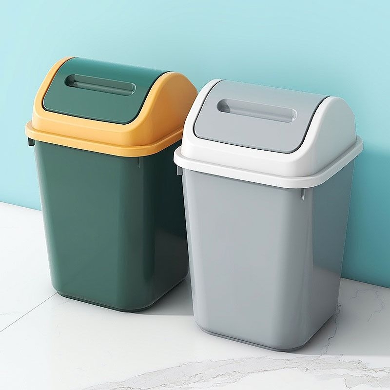 摇盖式卫生间垃圾桶家用带盖客厅厨房防臭翻盖创意方形废纸篓盖款