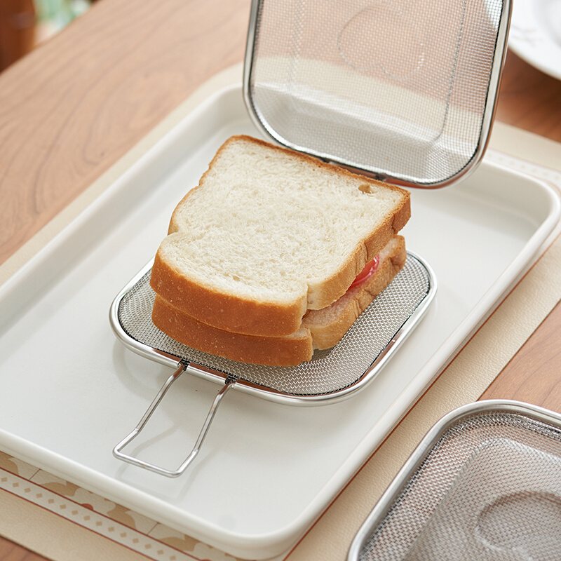 。肆月三明治不锈钢心形烤夹家用吐司烤箱面包模具烘焙工具方形烤