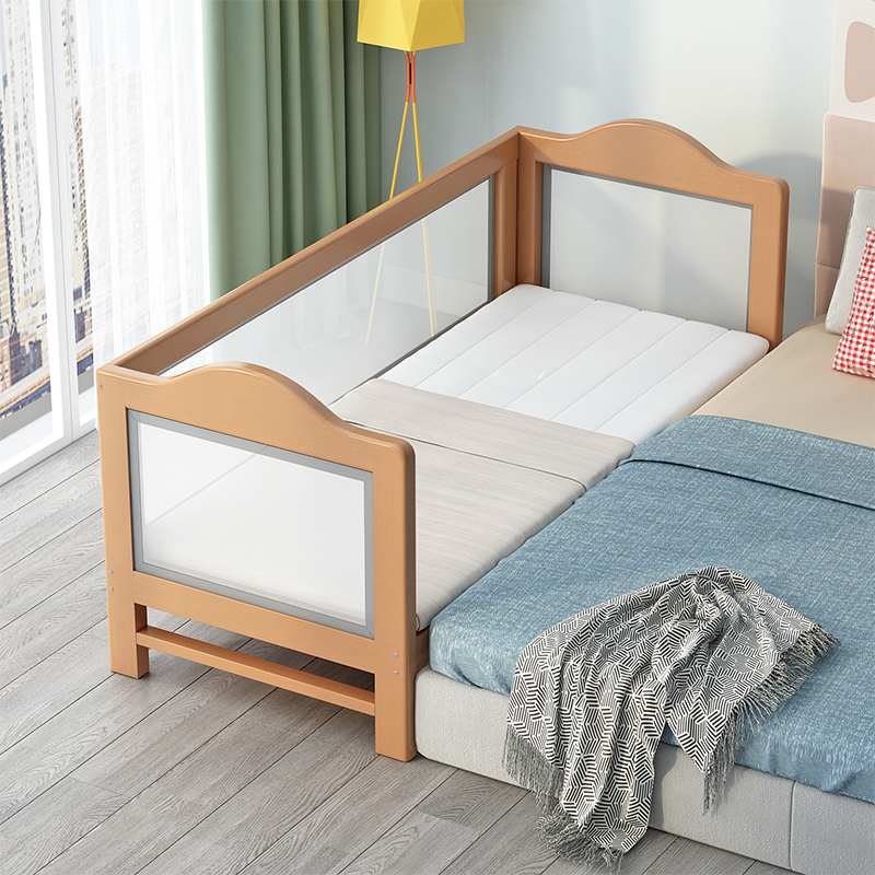 实木儿童拼接床加宽床边床带护栏婴儿床拼接大床男孩宝宝榉木小床